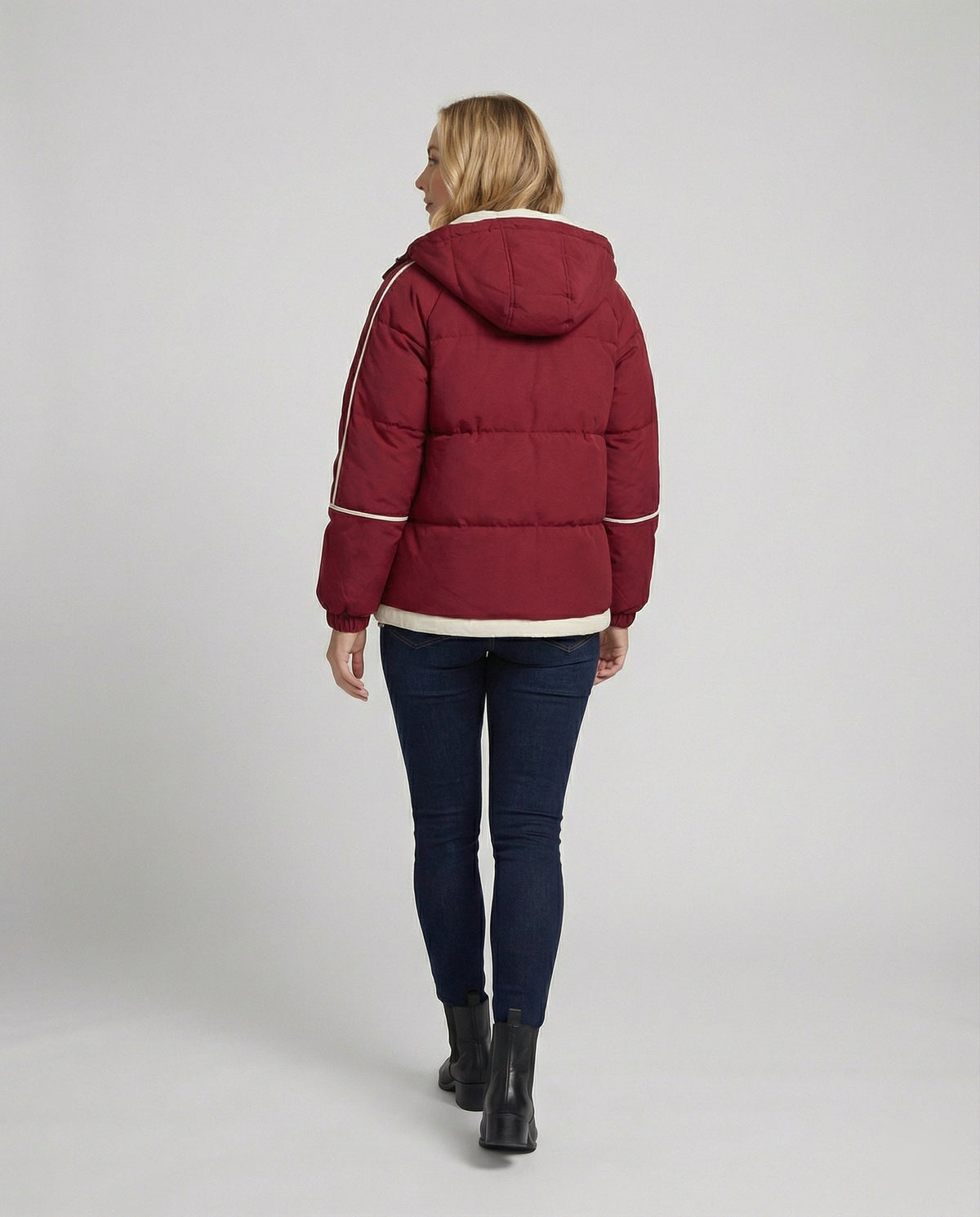 Lauren | Contrast Trim Hooded Puffer Jacket