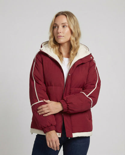Lauren | Contrast Trim Hooded Puffer Jacket