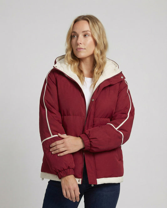 Lauren | Contrast Trim Hooded Puffer Jacket