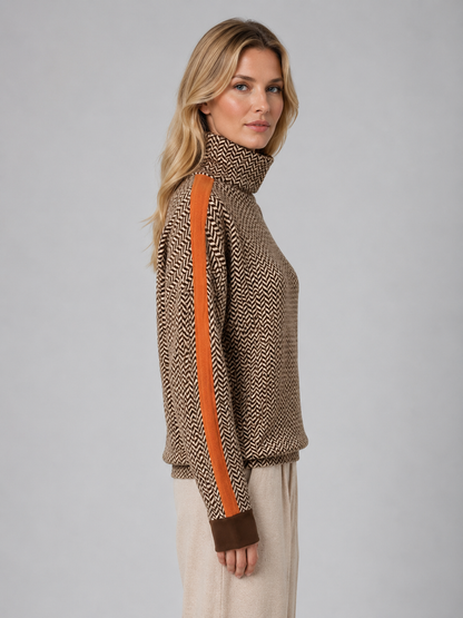 Lauren | Herringbone Turtleneck Knit Sweater