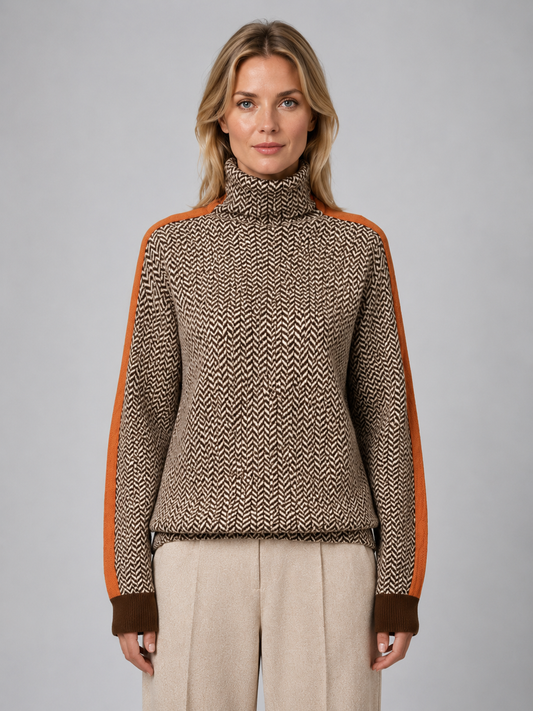 Lauren | Herringbone Turtleneck Knit Sweater