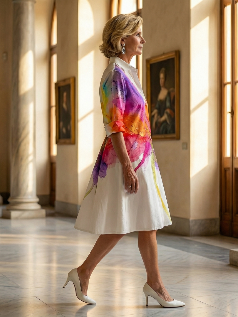 Leah | Painted Garden Midi Dress