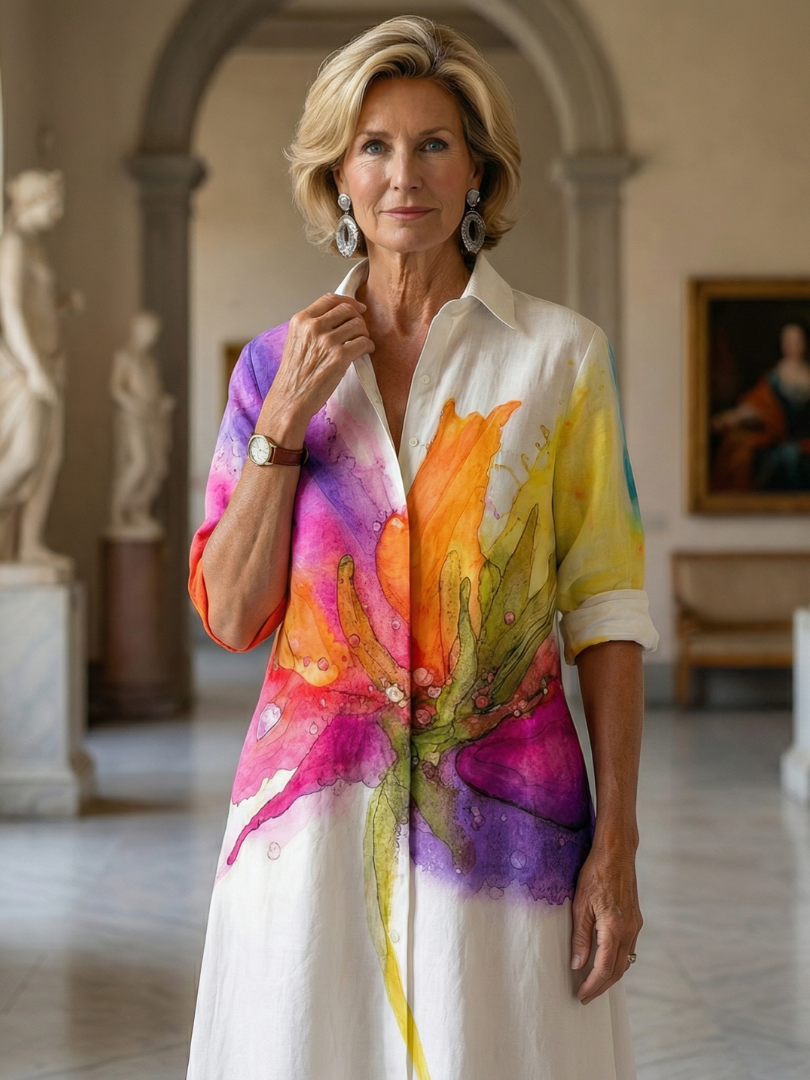 Leah | Painted Garden Midi Dress