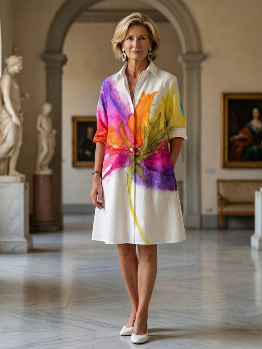 Leah | Painted Garden Midi Dress