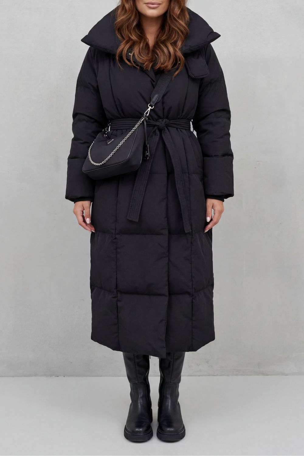 Lilian | Belted Hooded Longline Puffer Coat