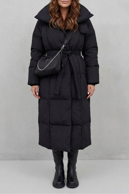 Lilian | Belted Hooded Longline Puffer Coat