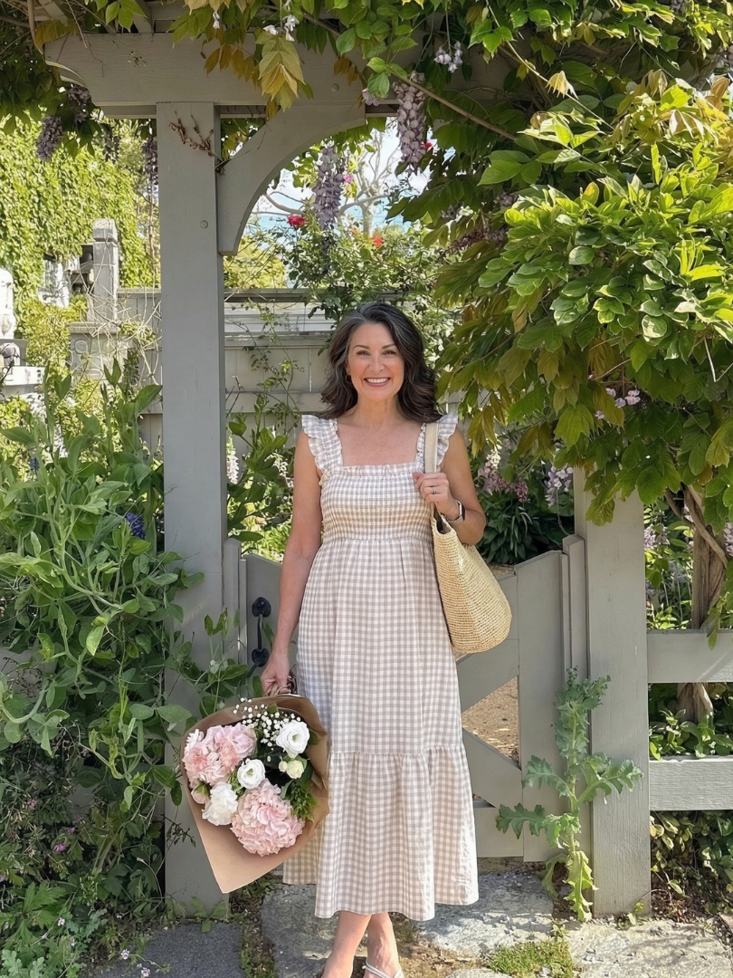 Lily | Flutter Sleeve Smocked Gingham Maxi Dress