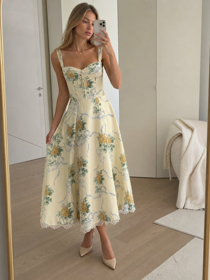 Lyn | Soft Corset Style Structured Bodice Midi Dress