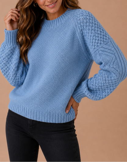 Madia | Textured Crew Neck Knit Sweater