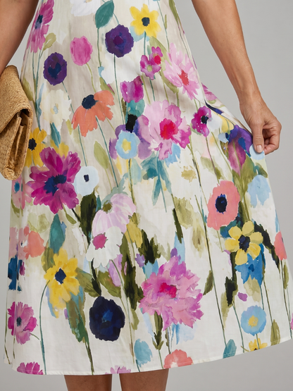 Madison | Floral Print Sleeveless Round Neck Midi Dress