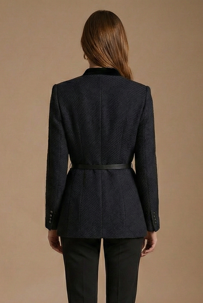 Maeve | Contrast Trim Textured Tweed Jacket