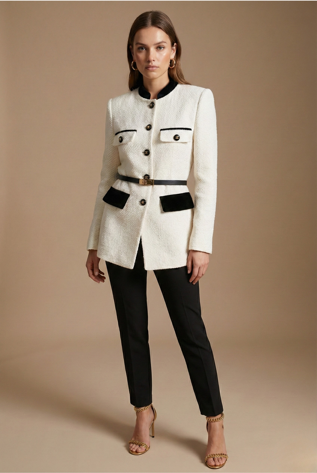 Maeve | Contrast Trim Textured Tweed Jacket