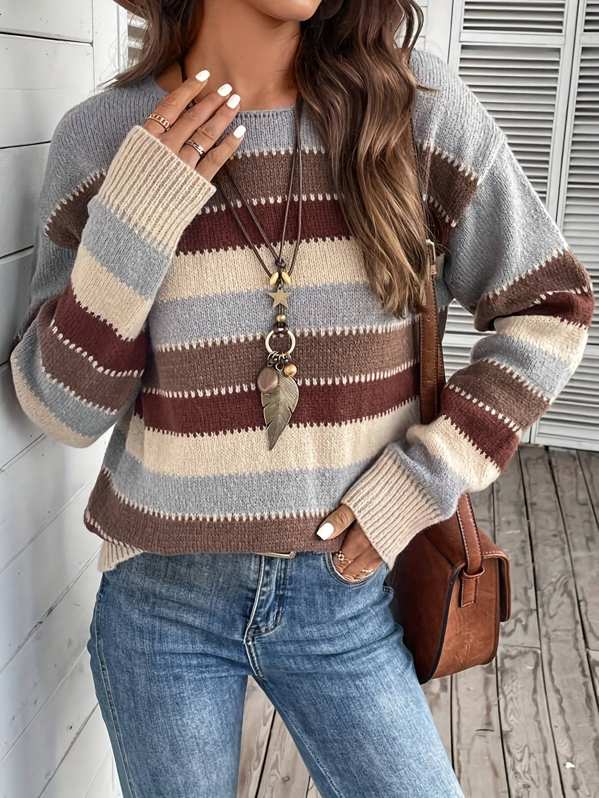Maren | Pull en maille rayé à col rond