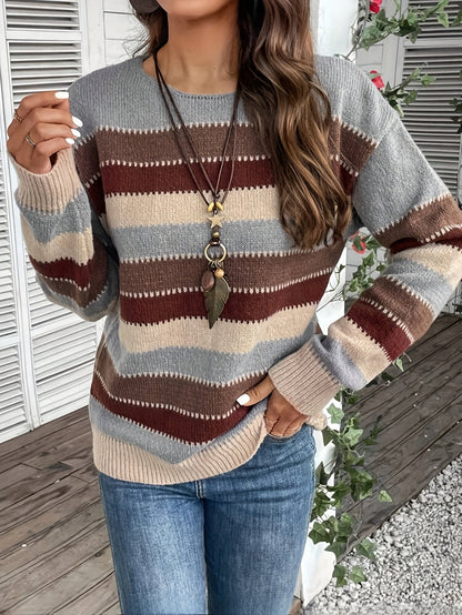 Maren | Pull en maille rayé à col rond