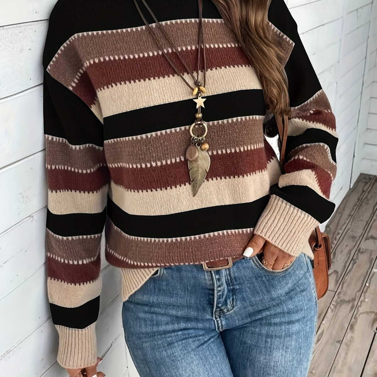 Maren | Pull en maille rayé à col rond