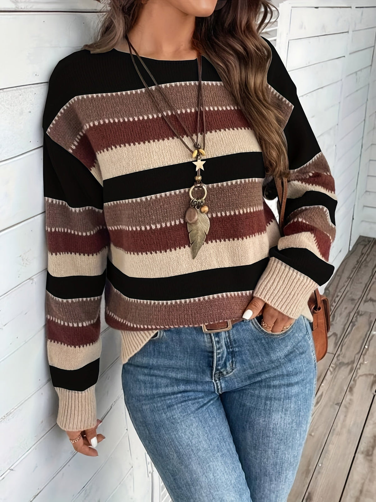 Maren | Pull en maille rayé à col rond