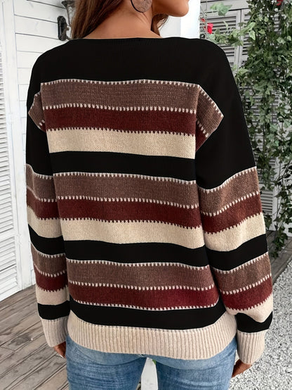 Maren | Pull en maille rayé à col rond