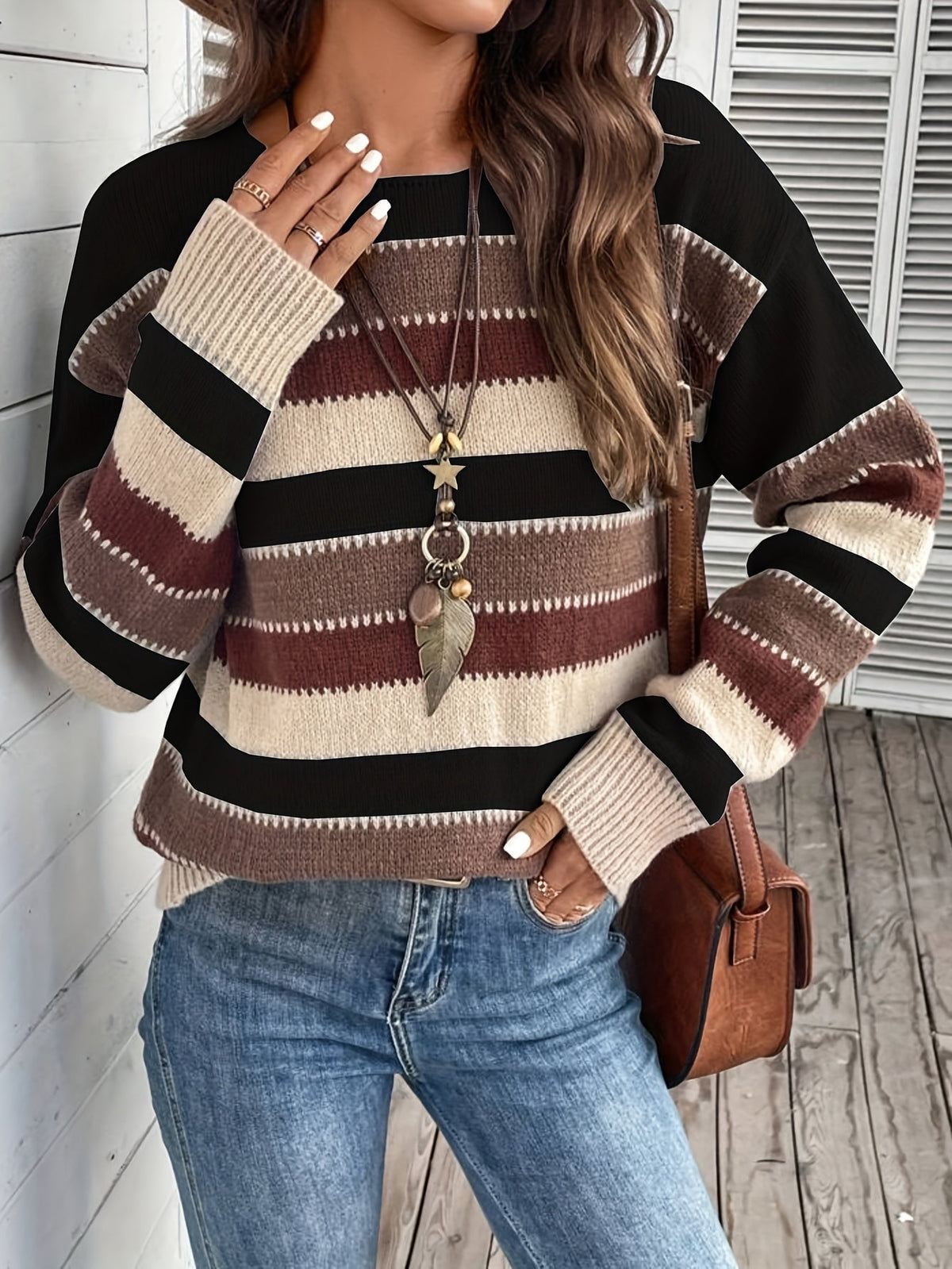 Maren | Pull en maille rayé à col rond