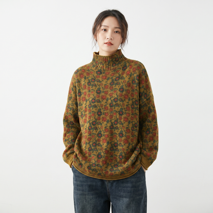 Marigold | Floral Mock Neck Pullover