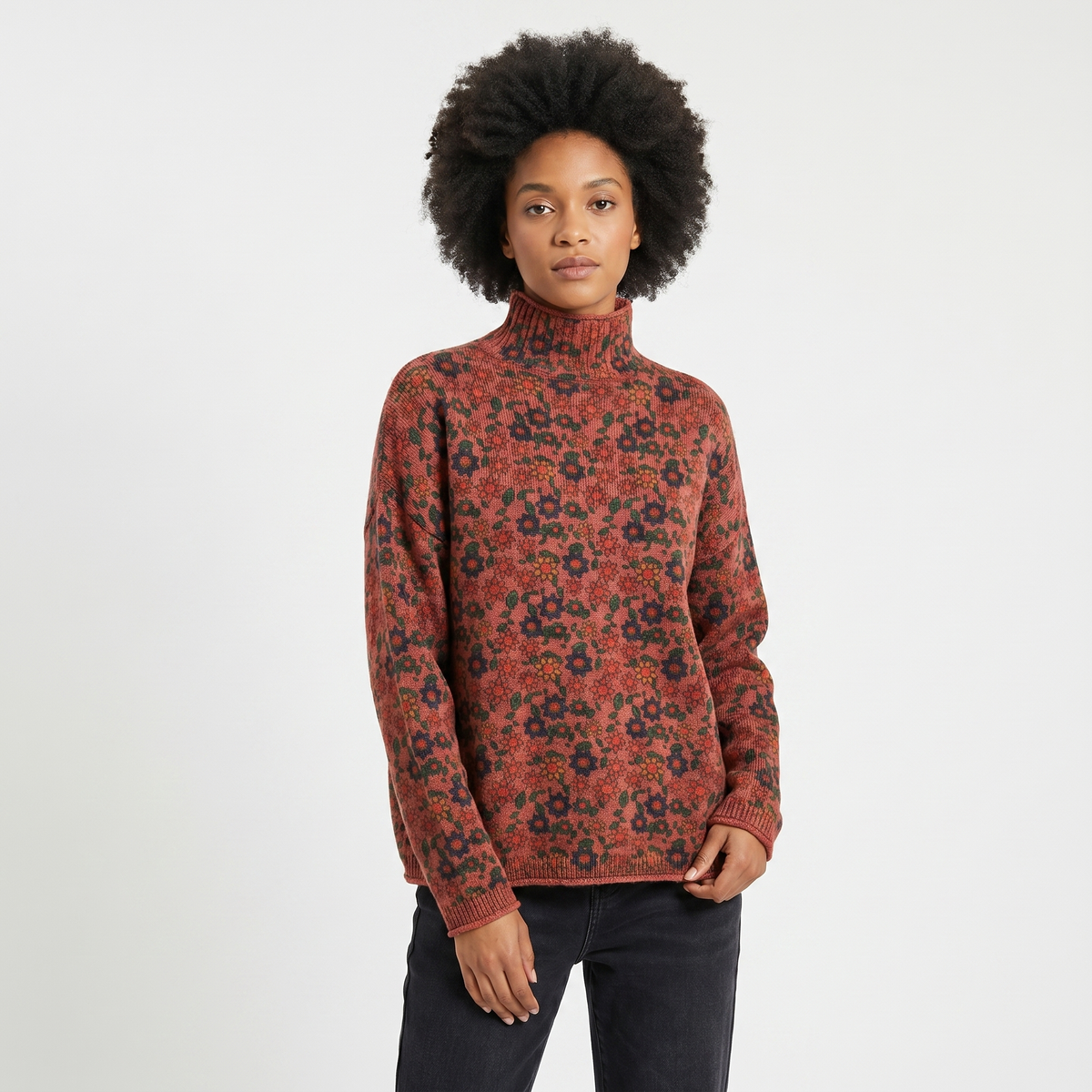 Marigold | Floral Mock Neck Pullover