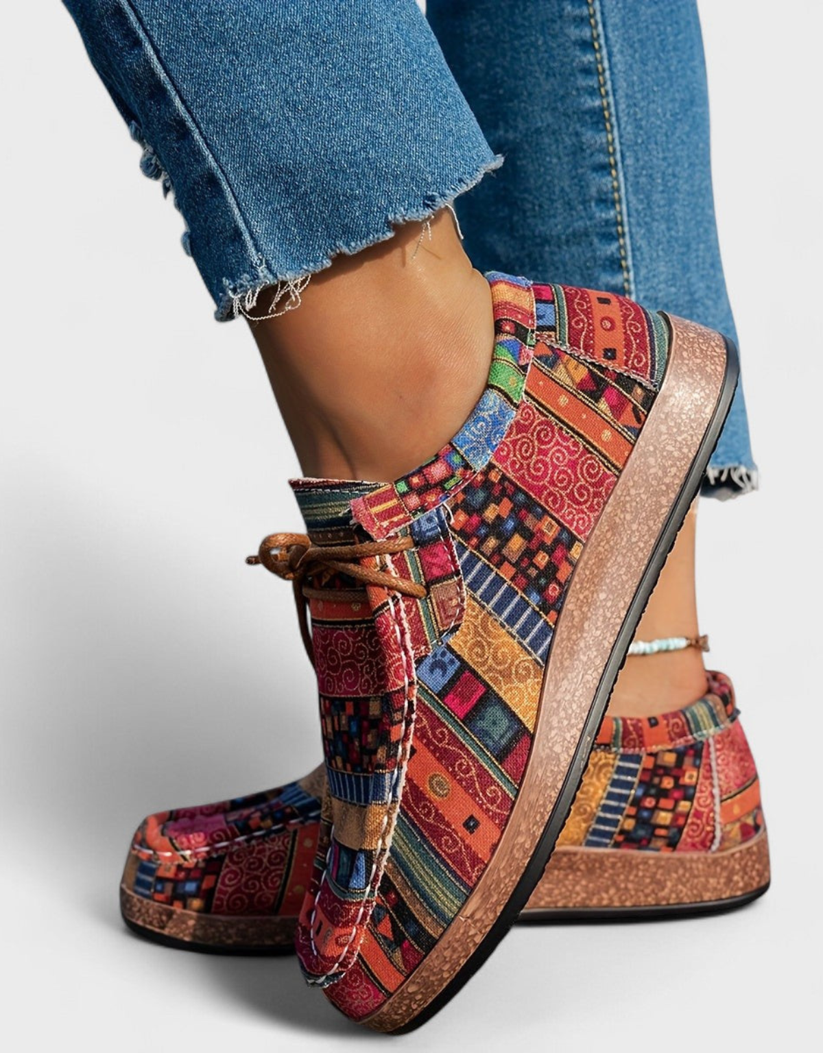 Marley | Orthopedic Boho Pattern Lace Up Comfort Shoes