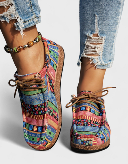 Marley | Orthopedic Boho Pattern Lace Up Comfort Shoes