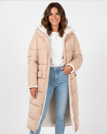 Marlowe | Sherpa Lined Hooded Long Puffer Coat