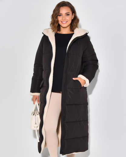 Marlowe | Sherpa Lined Hooded Long Puffer Coat