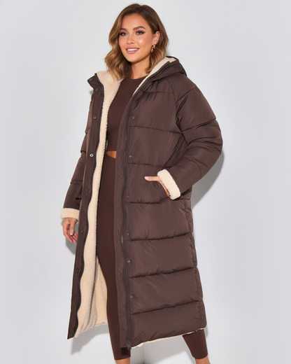 Marlowe | Sherpa Lined Hooded Long Puffer Coat
