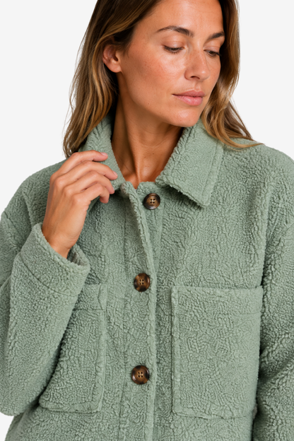 Marlowe | Teddy Fleece Button Up Jacket