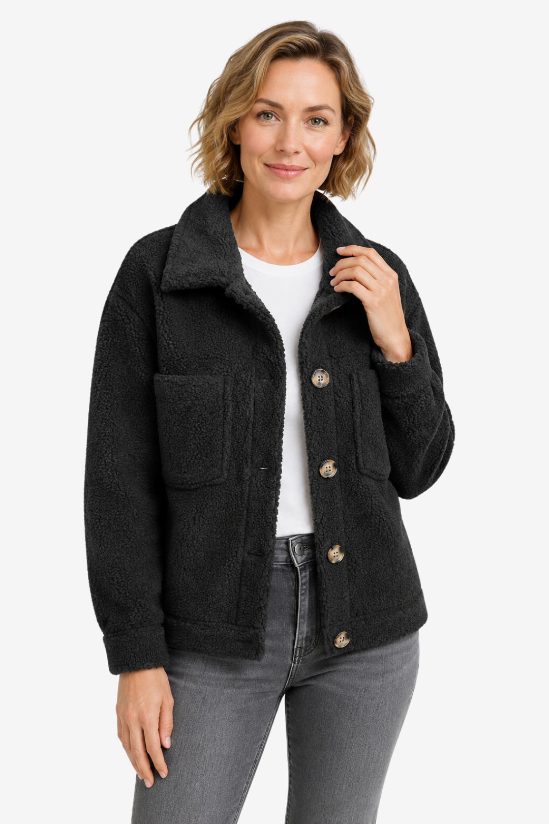 Marlowe | Teddy Fleece Button Up Jacket