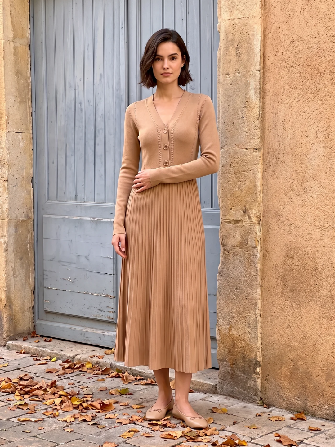 Martha | Ribbed Knit Button Maxi Dress