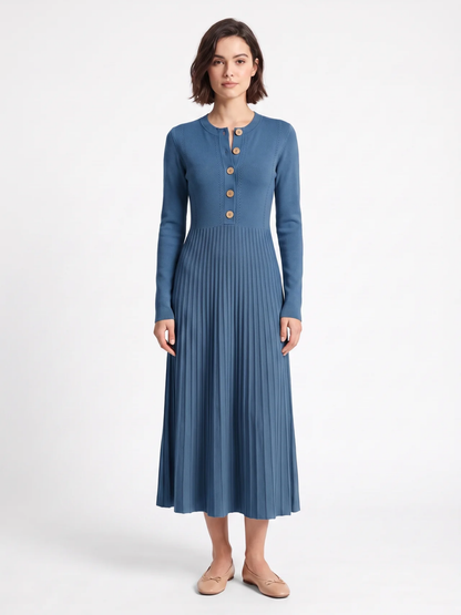 Martha | Ribbed Knit Button Maxi Dress