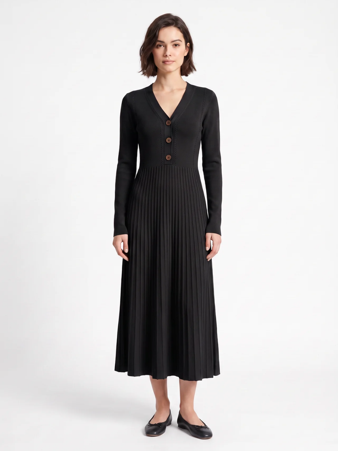 Martha | Ribbed Knit Button Maxi Dress
