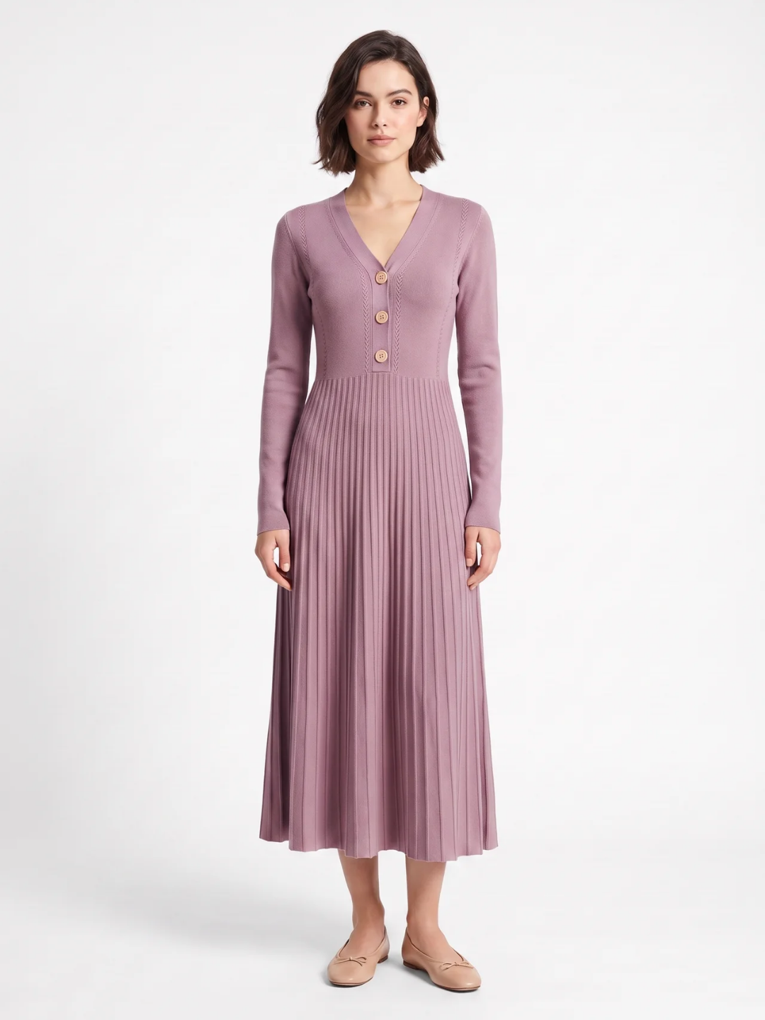 Martha | Ribbed Knit Button Maxi Dress