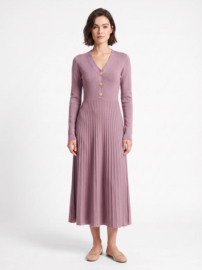 Martha | Ribbed Knit Button Maxi Dress