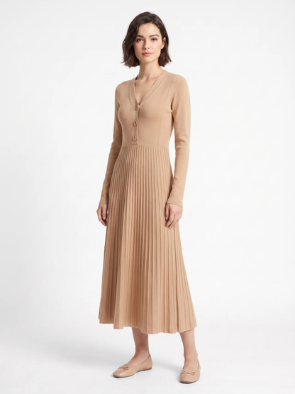 Martha | Ribbed Knit Button Maxi Dress