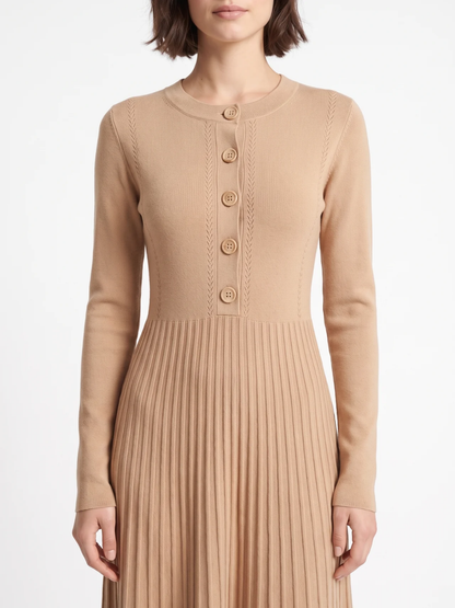 Martha | Ribbed Knit Button Maxi Dress