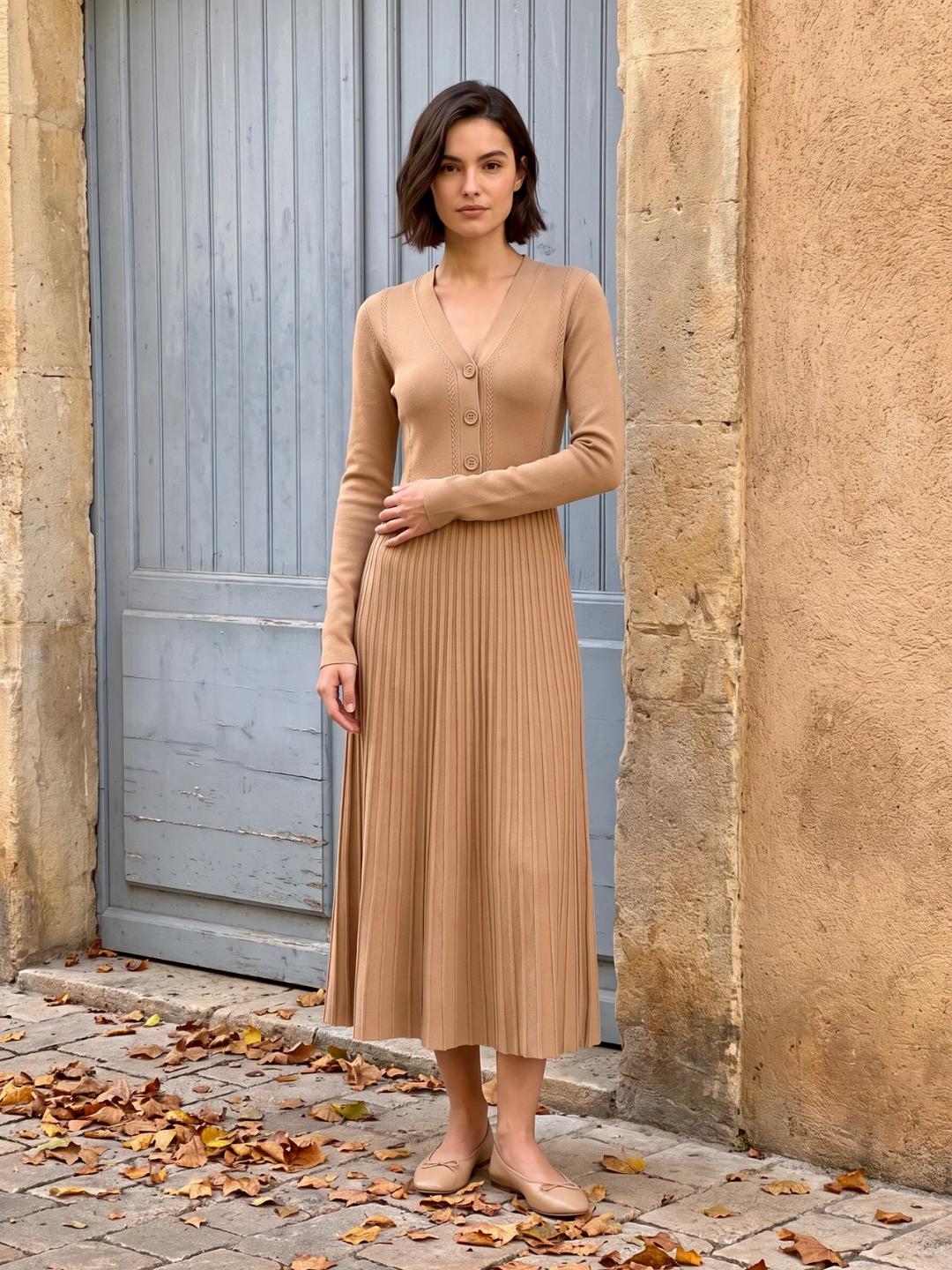 Martha | Ribbed Knit Button Maxi Dress