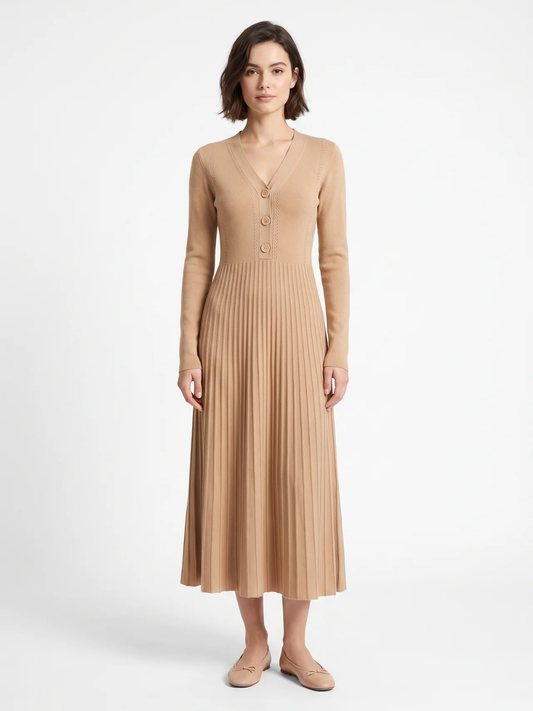 Martha | Ribbed Knit Button Maxi Dress