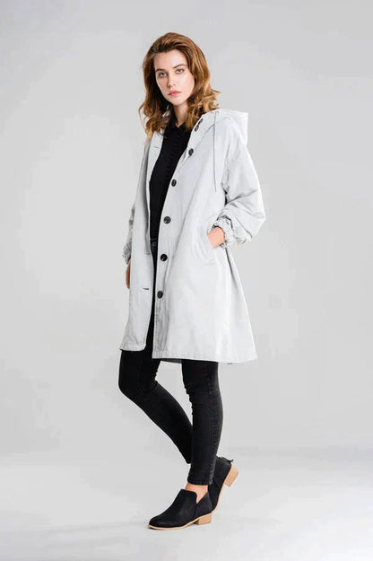 Martina | Hooded Button Up Rain Coat