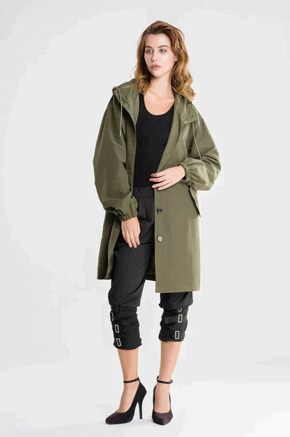 Martina | Hooded Button Up Rain Coat