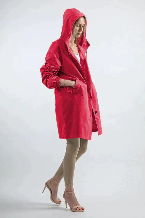 Martina | Hooded Button Up Rain Coat