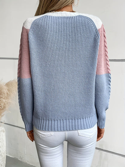 Matilda | Pull en maille à empiècements contrastants et col rond