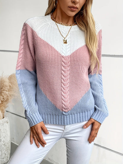 Matilda | Pull en maille à empiècements contrastants et col rond