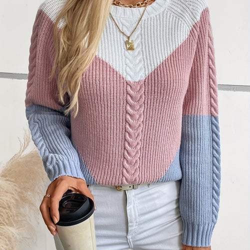 Matilda | Pull en maille à empiècements contrastants et col rond