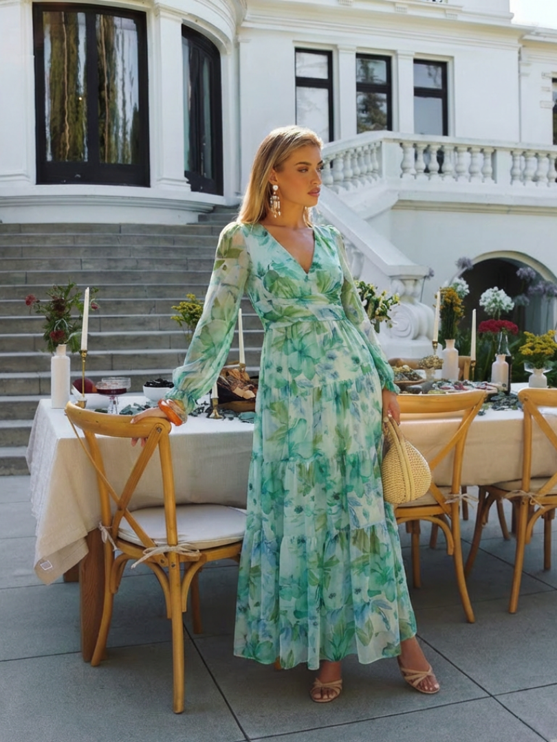 Mia | Long Sleeve Floral Maxi Dress
