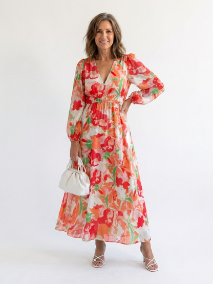 Mia | Long Sleeve Floral Maxi Dress