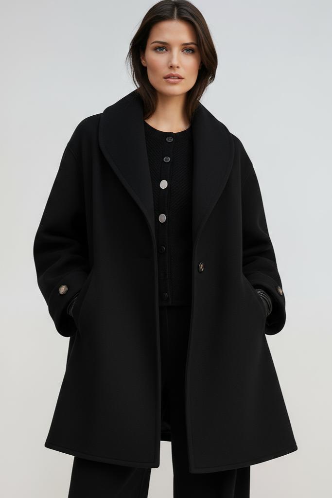 Mila | Oversized Contrast Trim Longline Coat