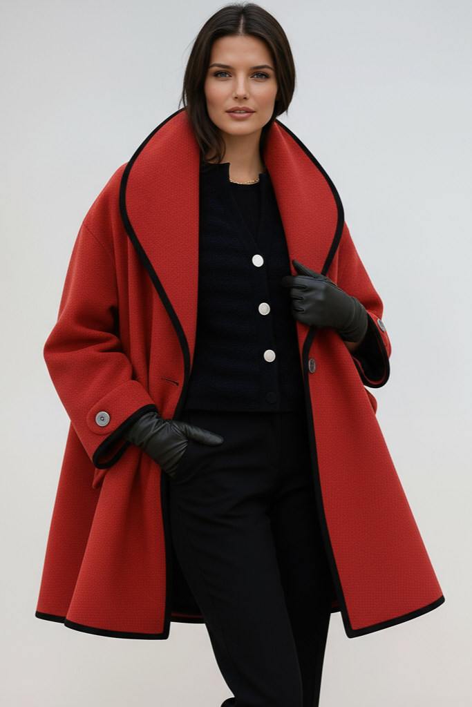 Mila | Oversized Contrast Trim Longline Coat